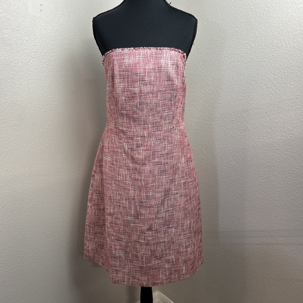 New Banana Republic Strapless Fit & Flare Dress Women's 8 Red Woven Bow Tie Back